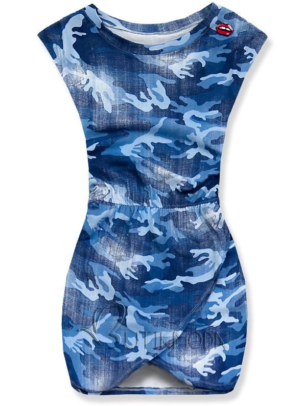 Kék színű terepmintás ruha 9015