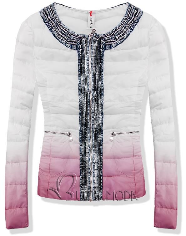 Rózsaszínű és fehér színű kabát 1601
