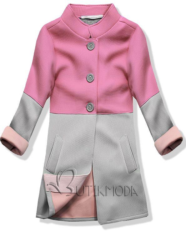 Rózsaszínű és szürke színű kabát 817-11