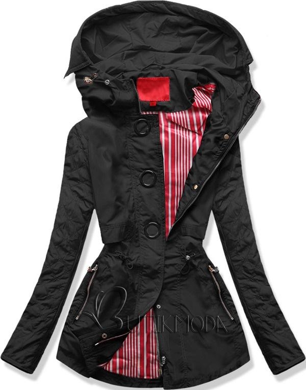 Fekete színű könnyű parka kabát