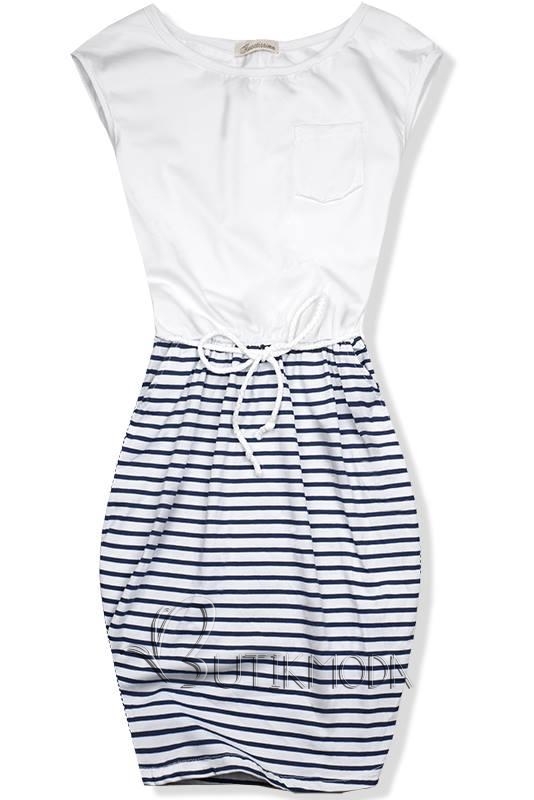 Fehér és kék színű ruha tengerész stílusban