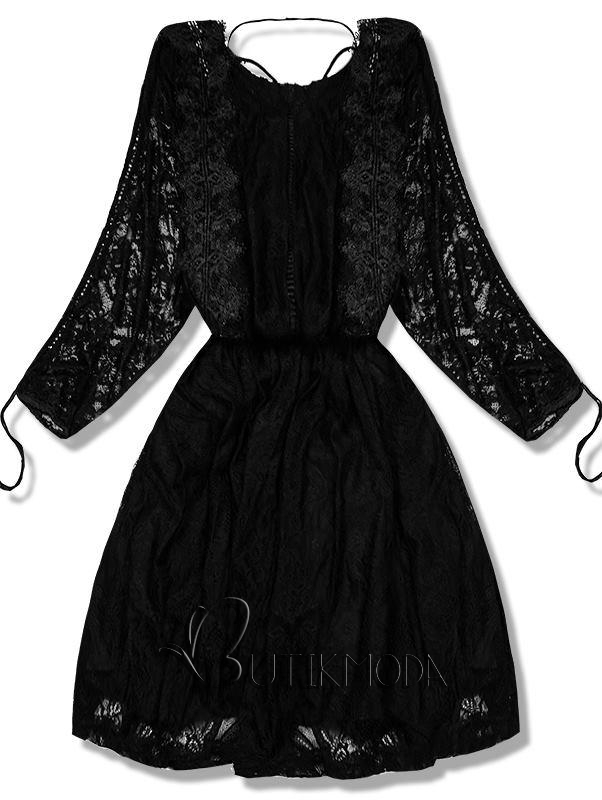 Fekete színű csipke ruha