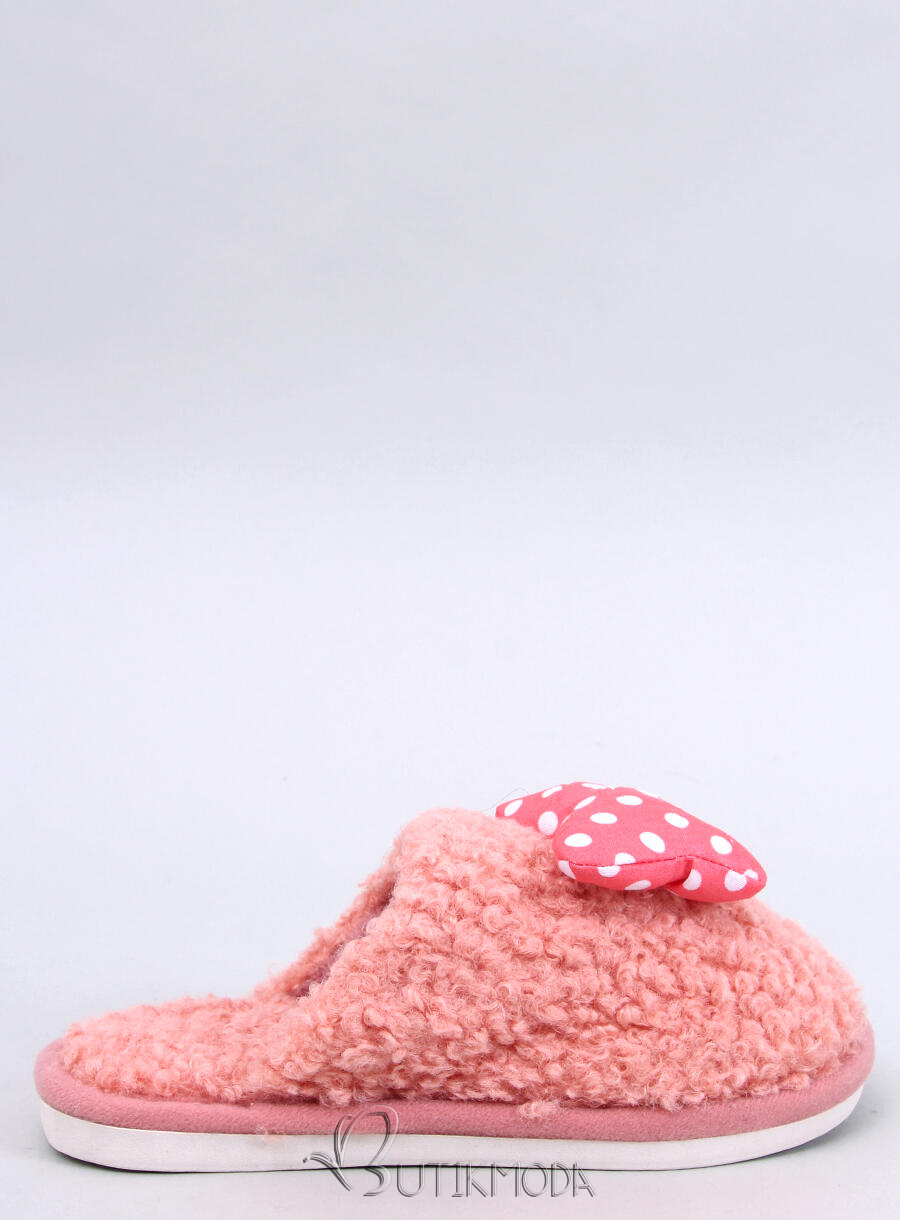 Lazac rózsaszínű gyerek papucs masnival