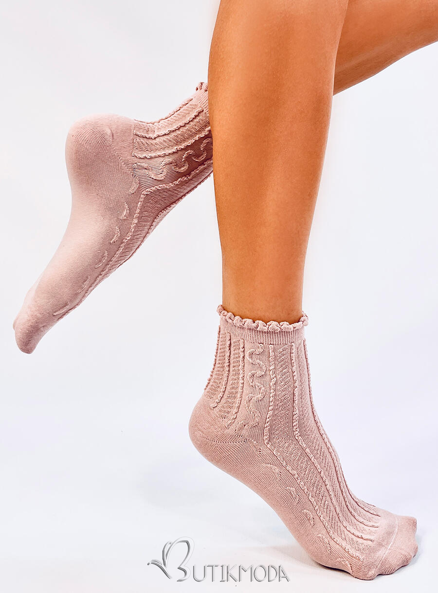 Rózsaszínű női zokni fodorral