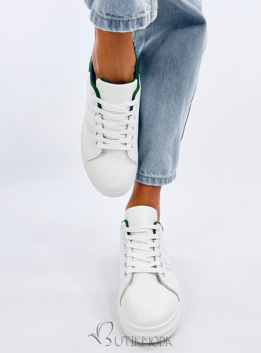 Rejtett sarkú tornacipő - fehér/zöld színú