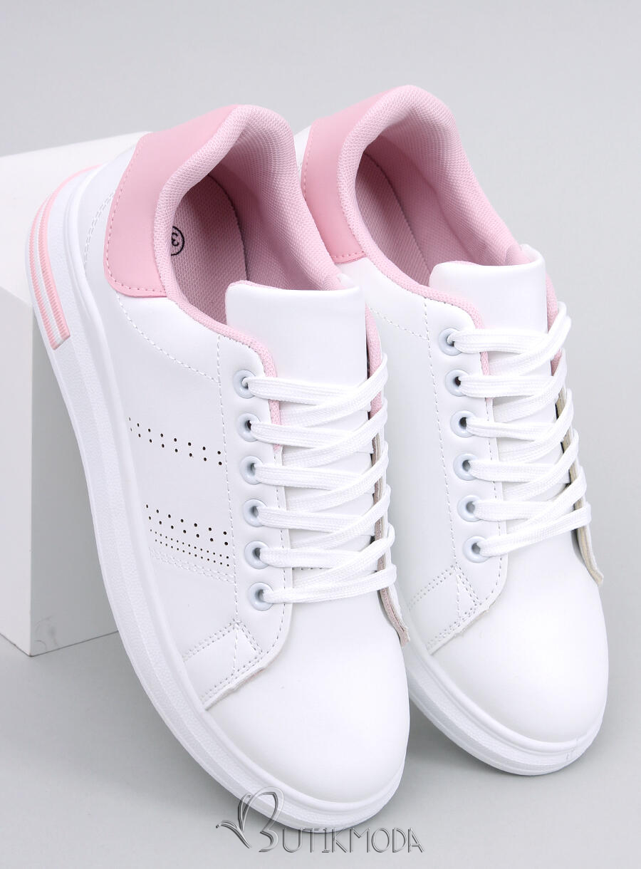 Rejtett sarkú tornacipő - fehér/rózsaszínú