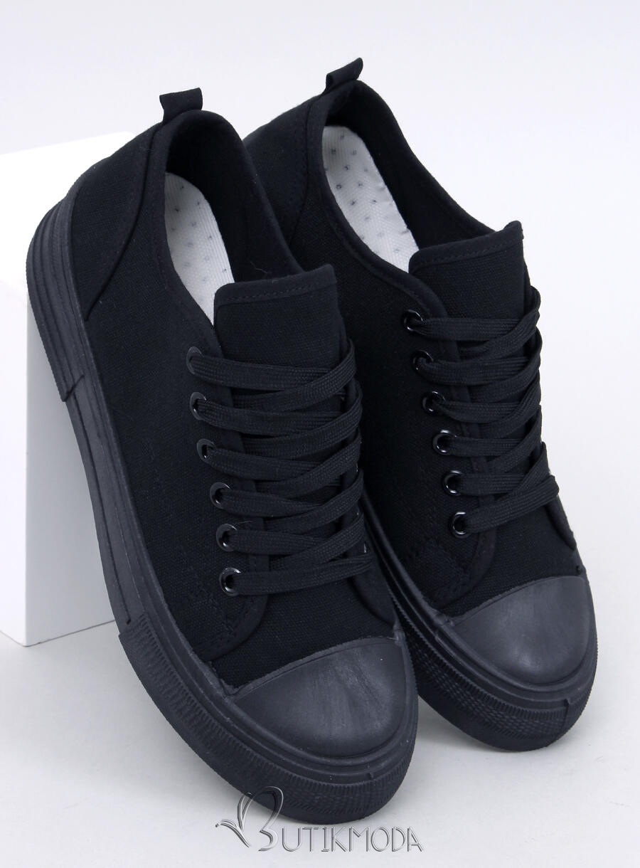 Fekete színű vászon tornacipő