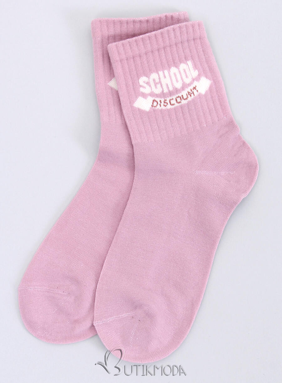 Rózsa színű pamut zokni SCHOOL
