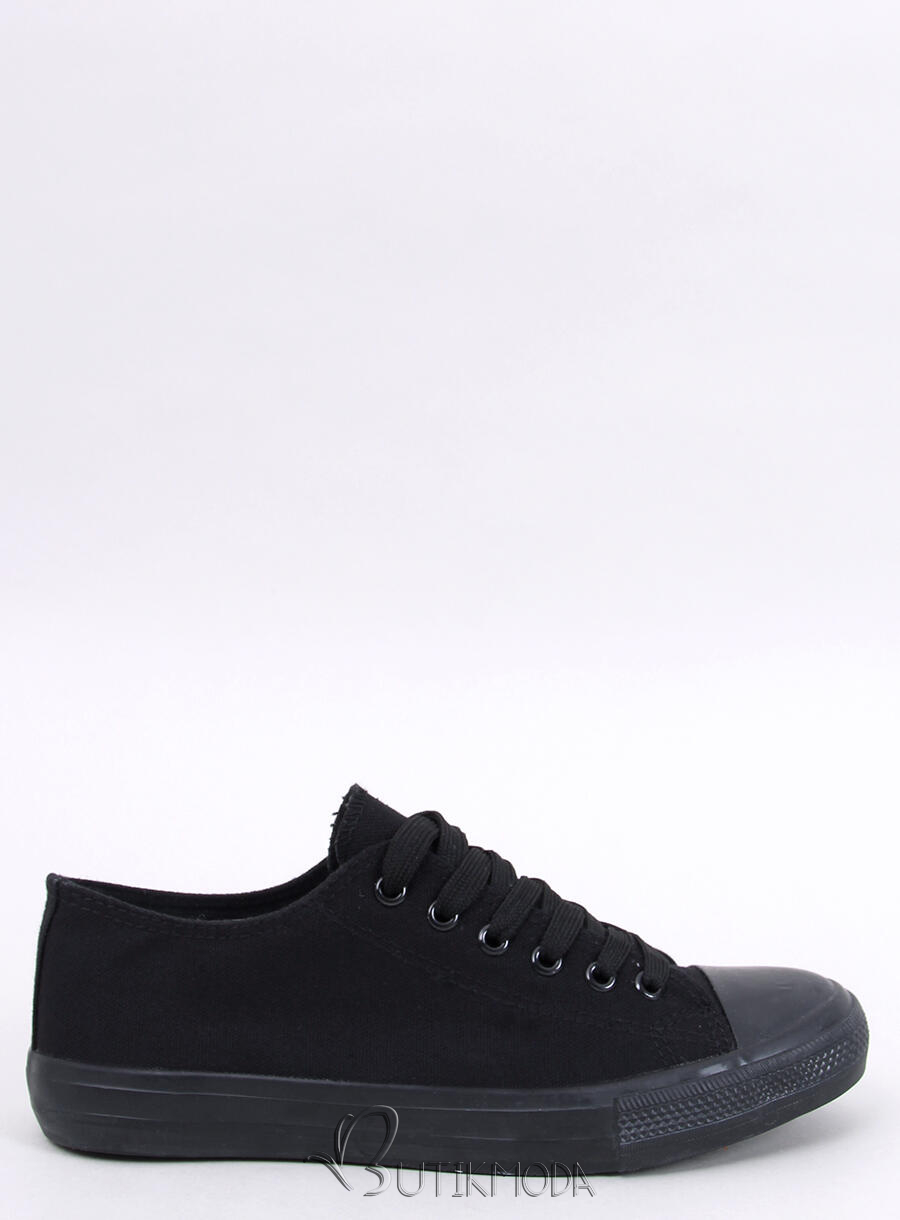 Alacsony vászon tornacipő - fekete színű