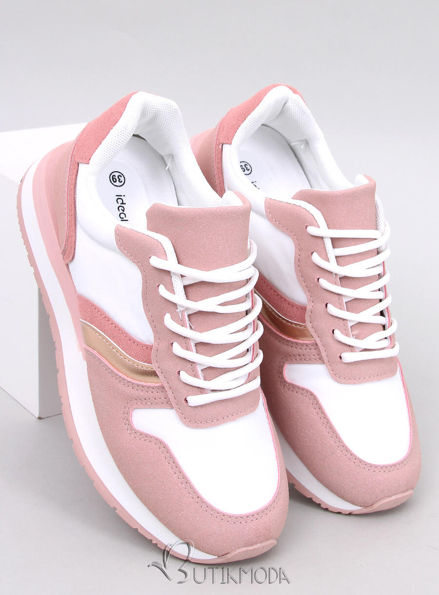 Fémes részletekkel díszített tornacipő - rózsaszínű