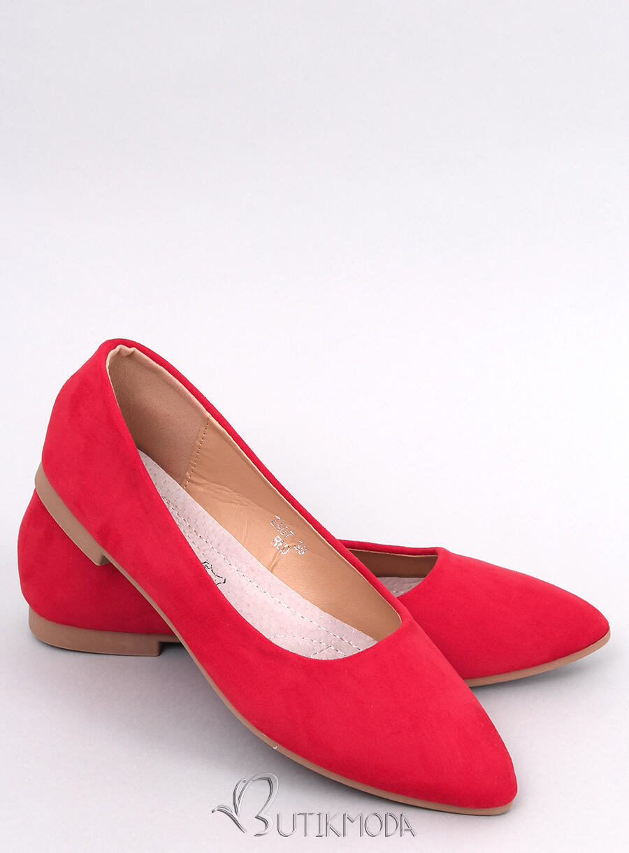 Piros színű balerina cipő bőr talpbetéttel