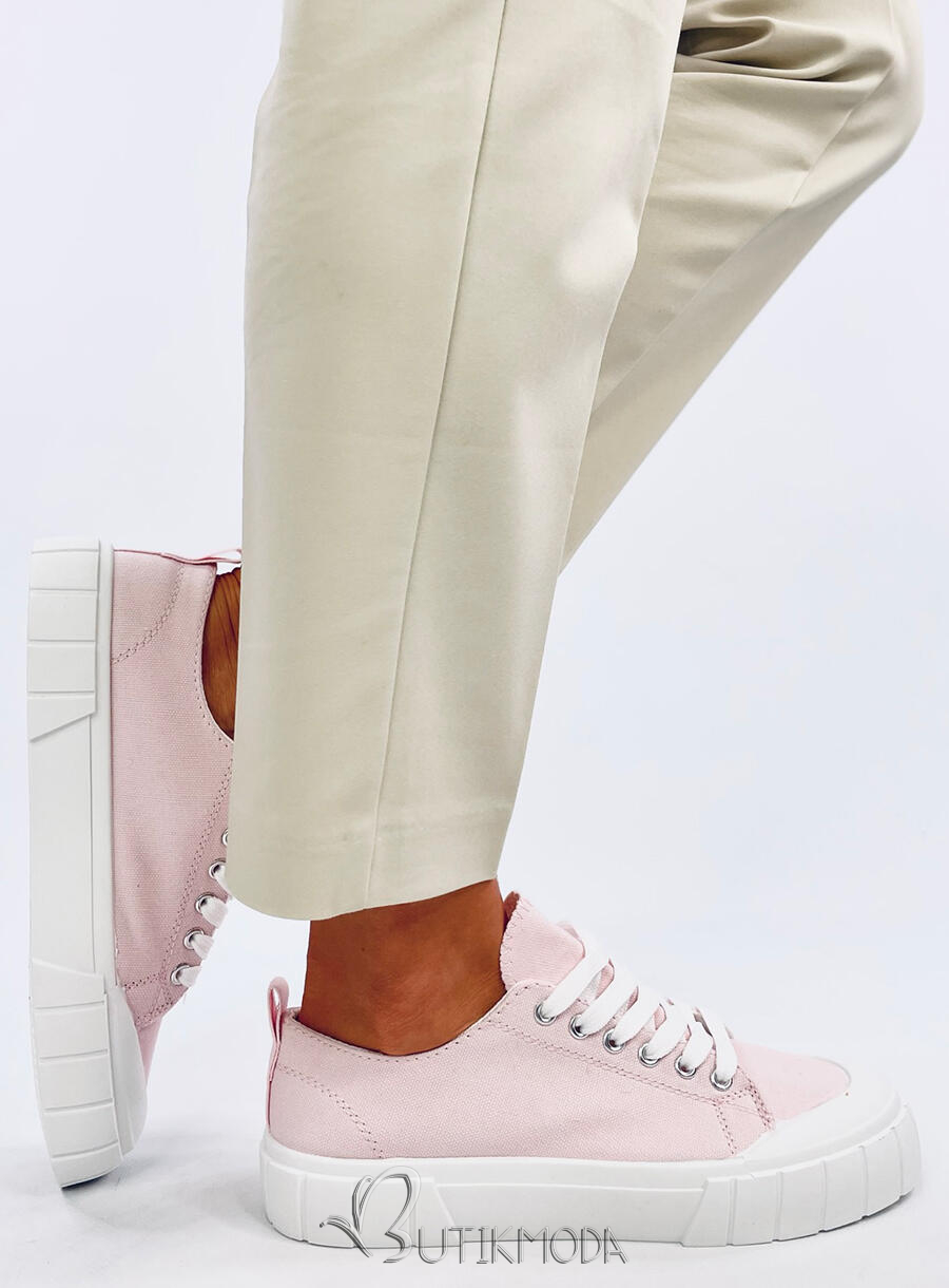 Világos rózsaszínű vászon női tornacipő