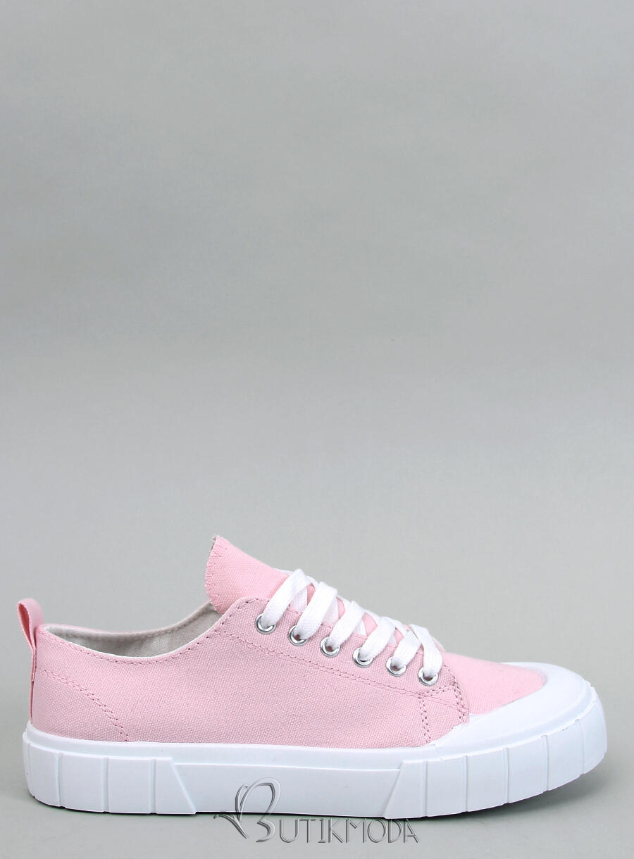 Világos rózsaszínű vászon női tornacipő