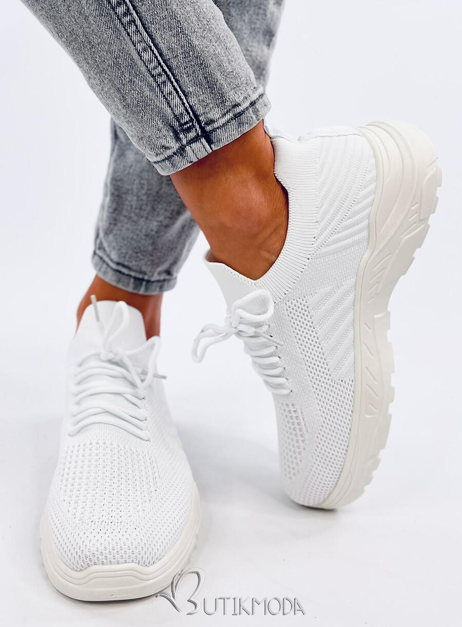 Fehér színű elasztikus tornacipő