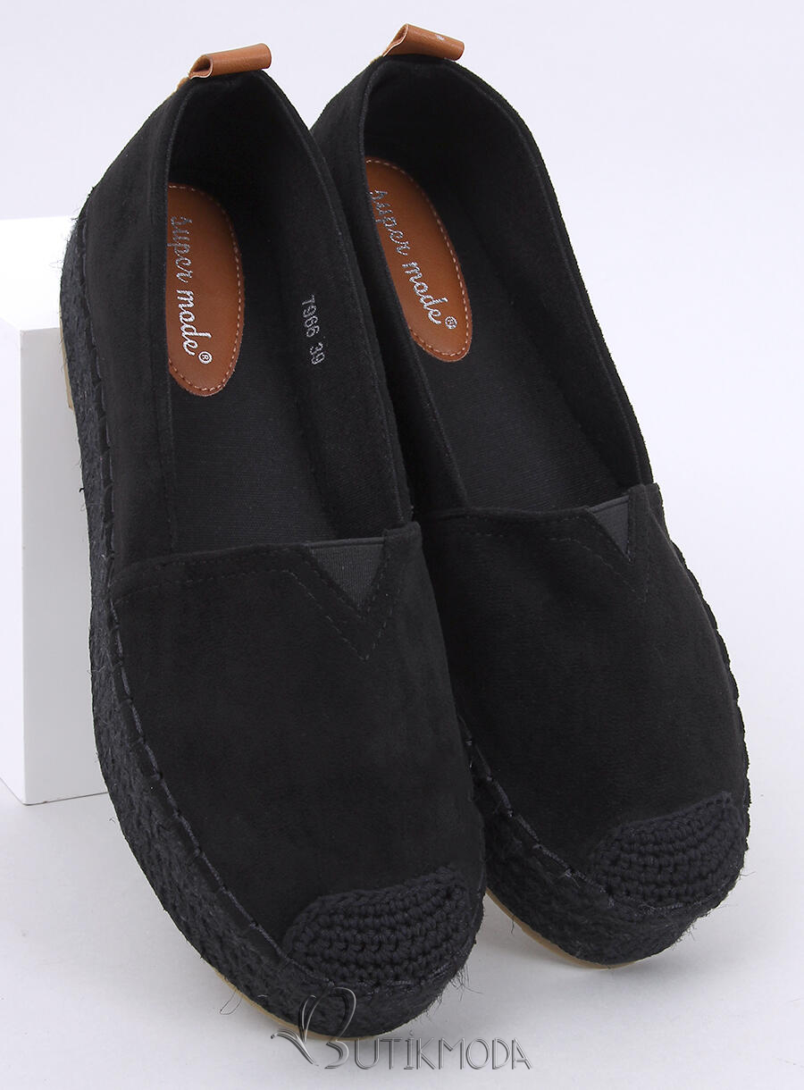 Fekete színű espadrilles cipő platformon