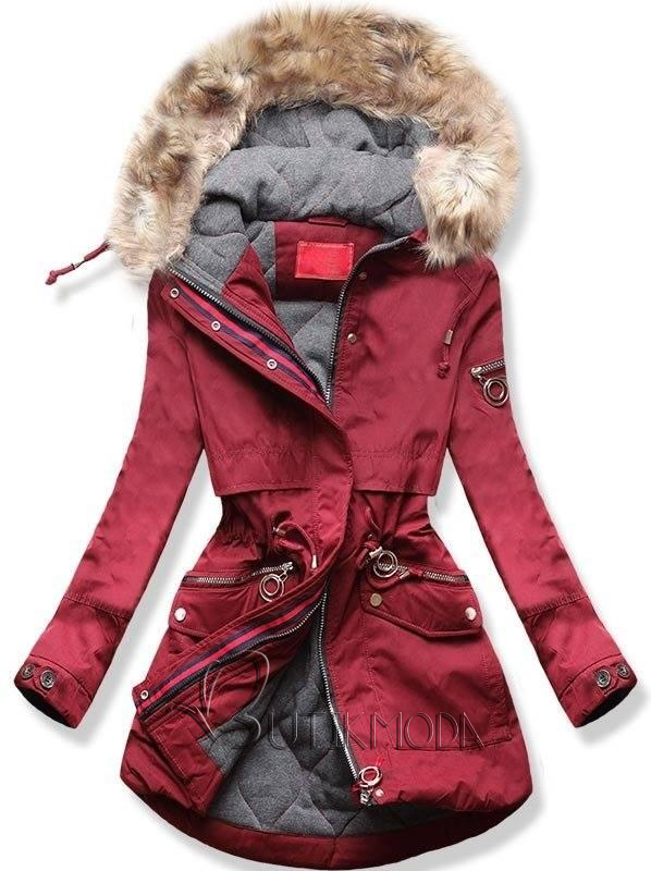 Bordó színű téli parka kabát
