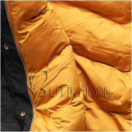 Fekete és sárga színű kifordítható kabát