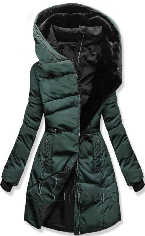 Téli steppelt kabát - zöld színű