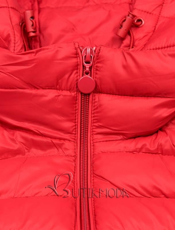 Piros színű steppelt tavaszi kabát