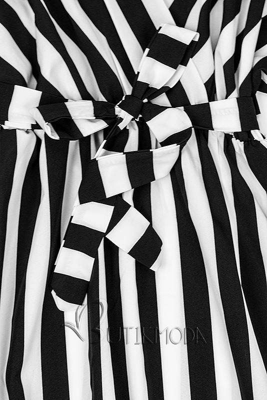 Fekete és fehér színű csíkos maxi ruha III.