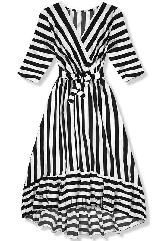 Fekete és fehér színű csíkos maxi ruha III.