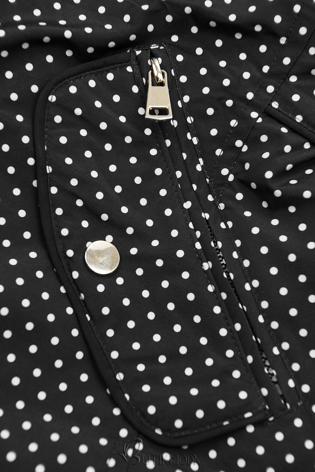 Fekete és karamellszínű pöttyös kifordítható kabát