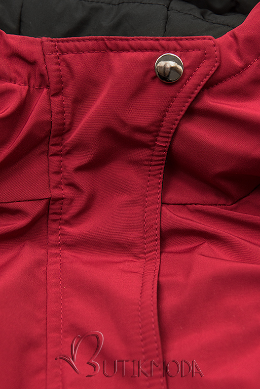 Kifordítható kabát behúzással - piros és fekete színű