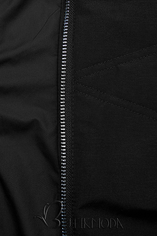 Fekete színű hosszított kabát kapucnival