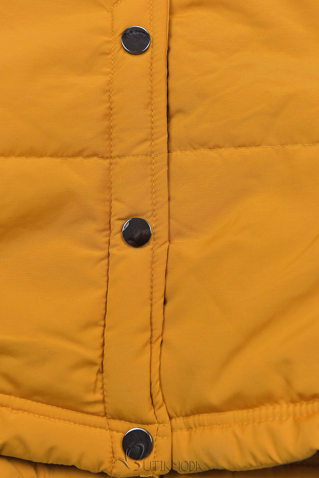 Sárga színű téli kabát szürke plüssel