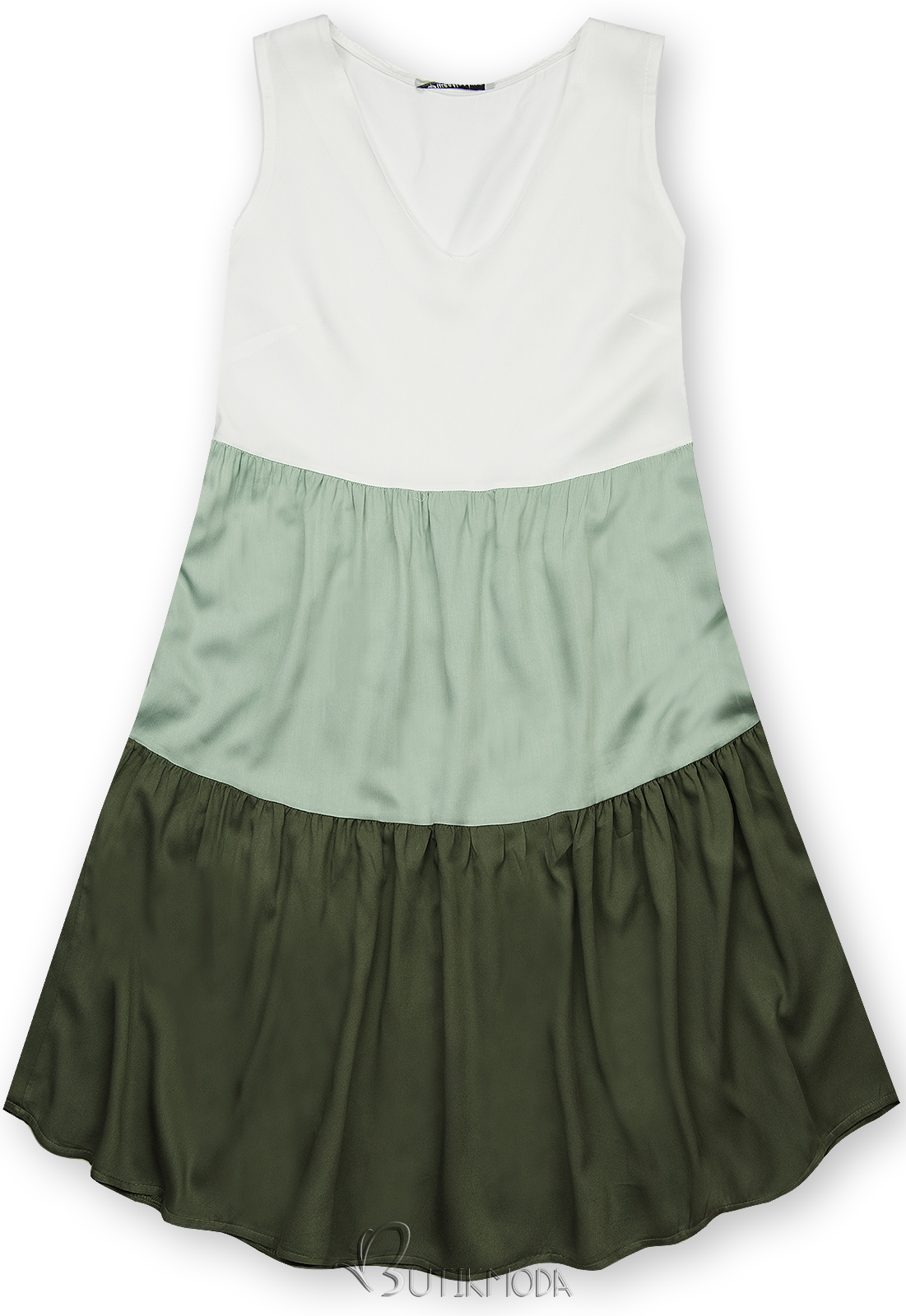 Fehér, mentazöld és zöld színű nyári viszkóz ruha