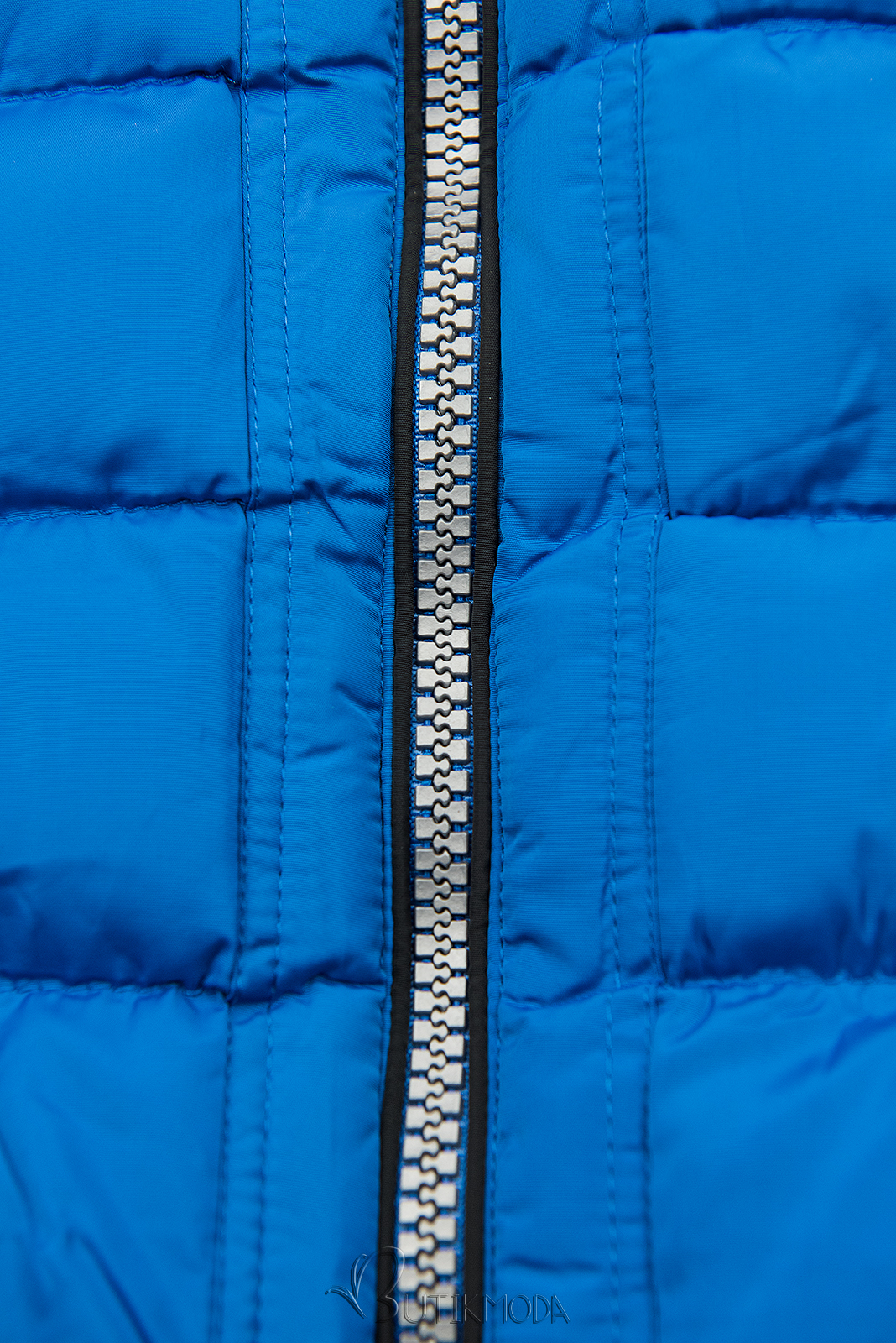 Téli steppelt kabát kapucnival - királykék színű