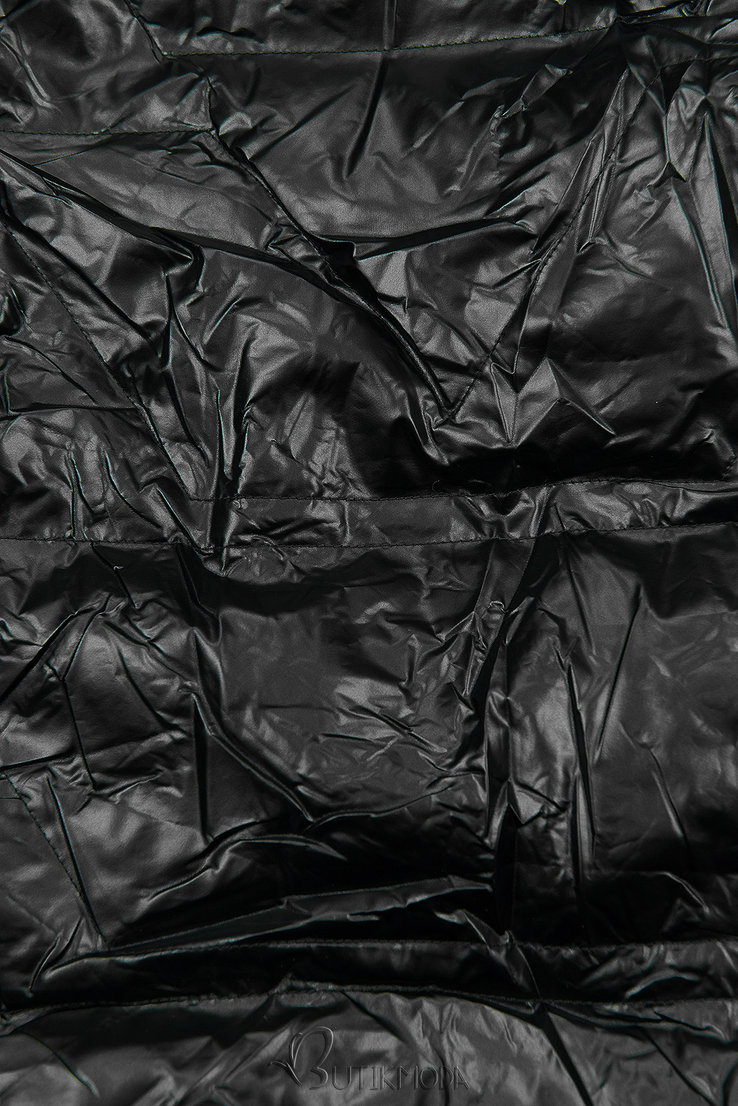 Fekete és fehér színű fényes kifordítható kabát
