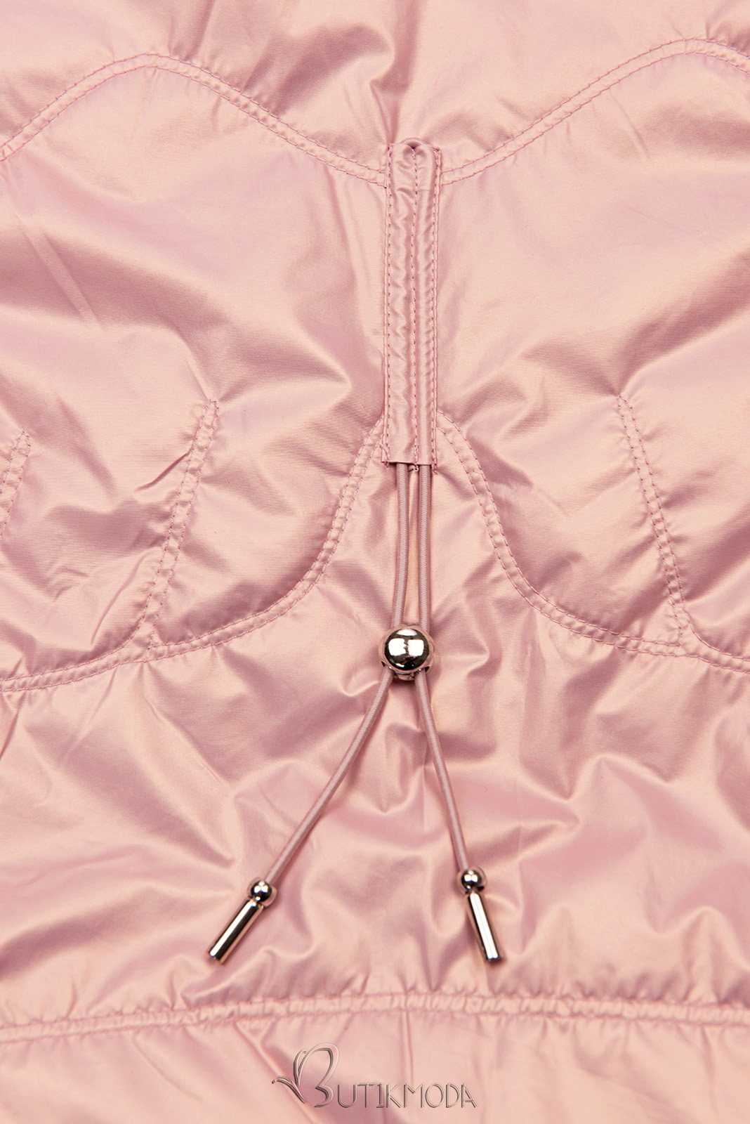 Gyöngyház rózsaszínű átmeneti kapucnis dzseki