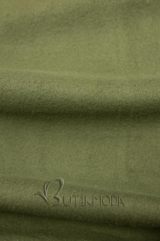 Zöld színű felső, kapucniján kockás béléssel