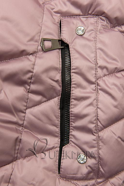 Lila színű steppelt téli kabát