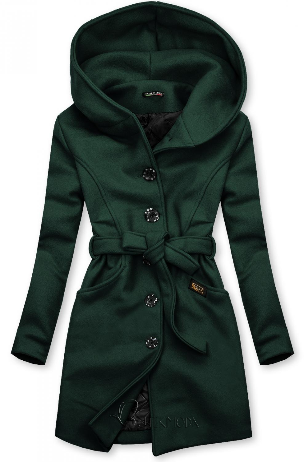 Zöld színű kabát kapucnival