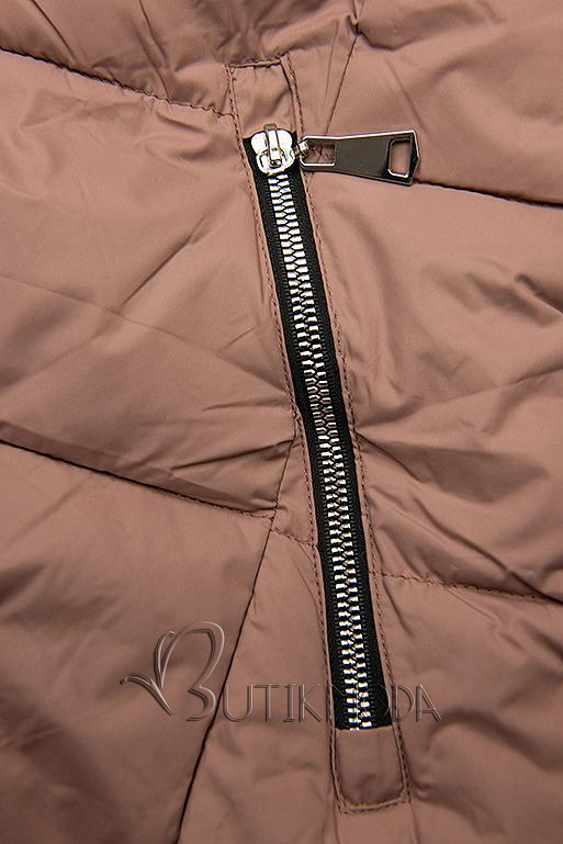 Vintage-rózsaszínű téli kabát cipzárral