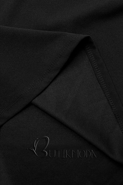 Fekete színű elegáns A-vonalú ruha
