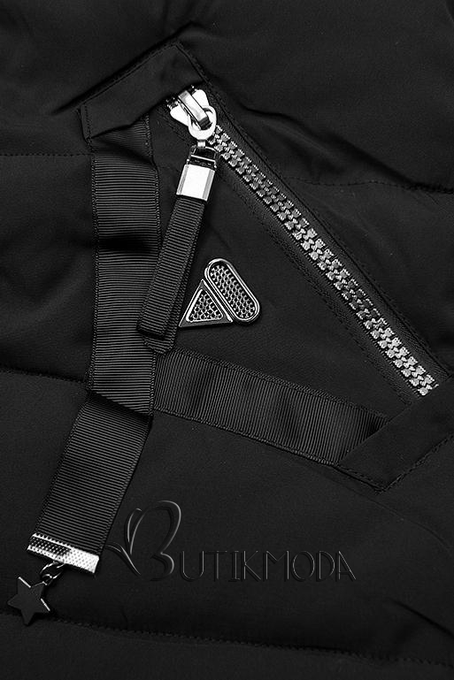 Steppelt téli kabát - fekete színű