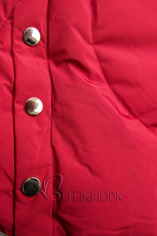 Piros színű téli kabát ezüstszürke színű szegéllyel