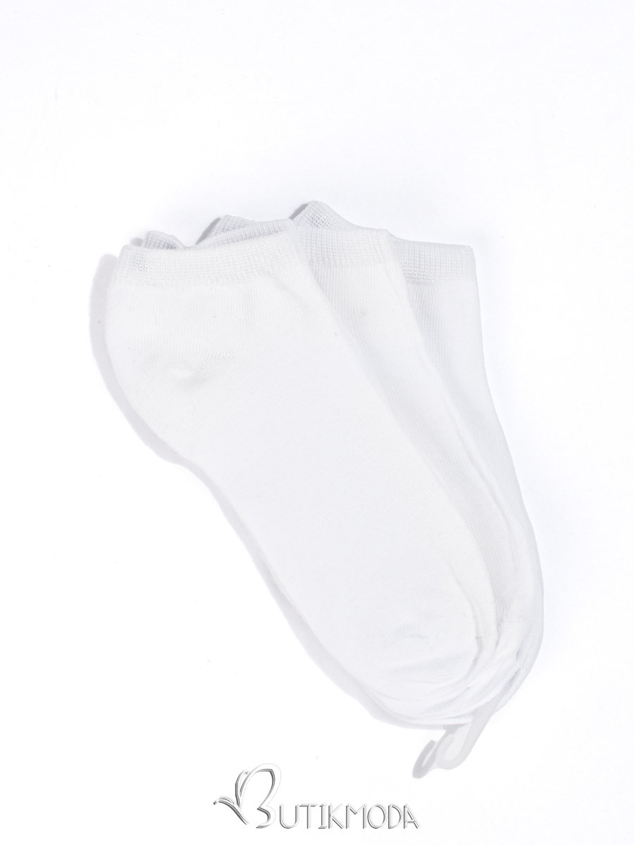 Fehér színű alacsony női zokni - három db-os kiszerelésben