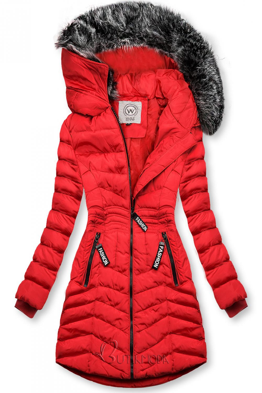 Piros színű téli kabát FASHION
