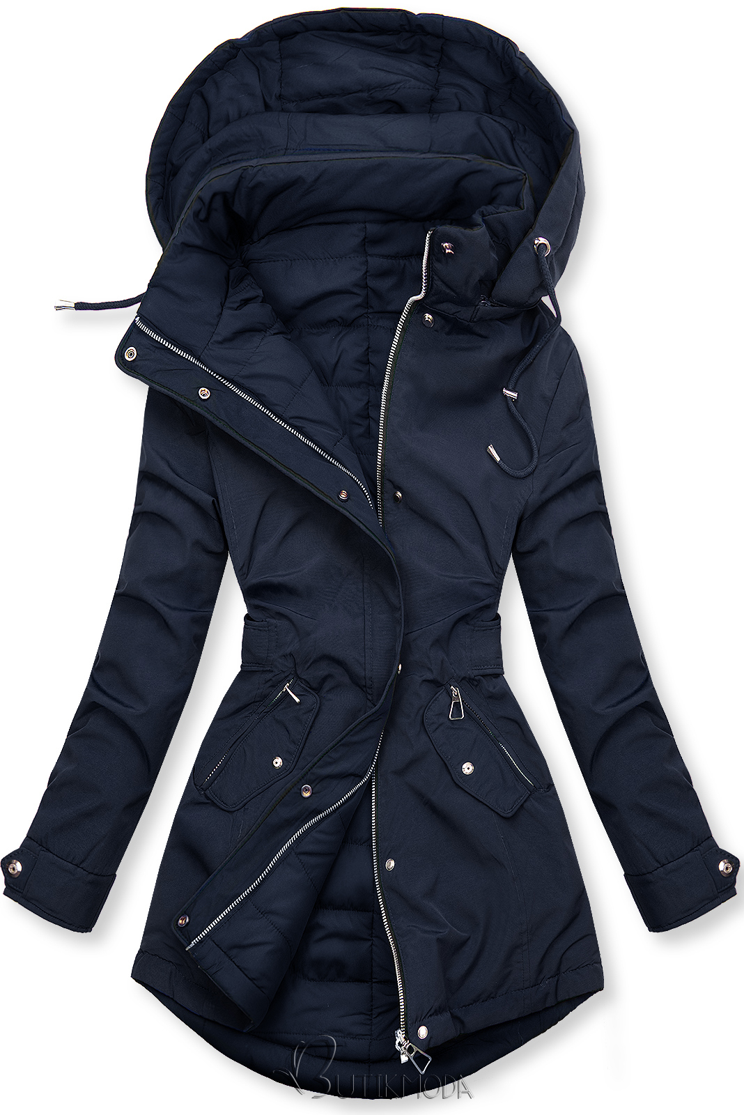 Kifordítható kabát behúzással - sötétkék és kék színű