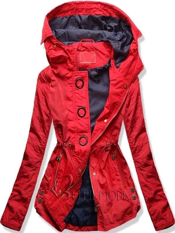 Piros színű könnyű tavaszi parka kabát