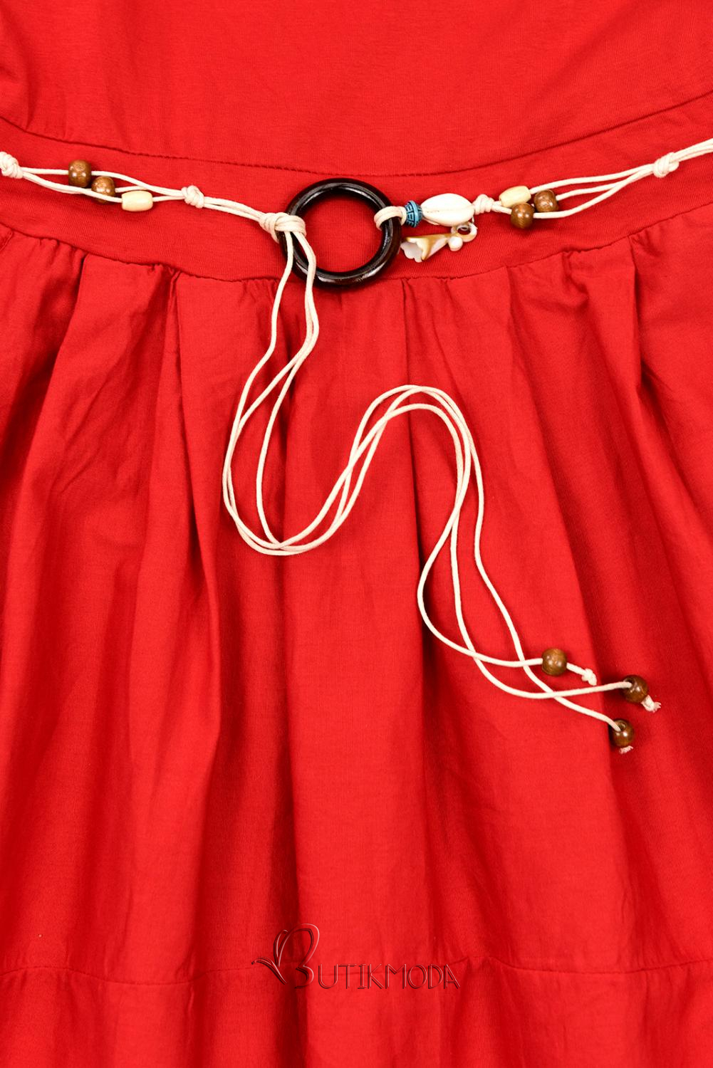 Piros színű midi ruha basic stílusban