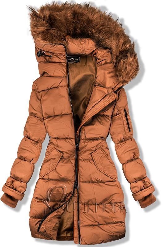 Barna színű hosszított téli kabát