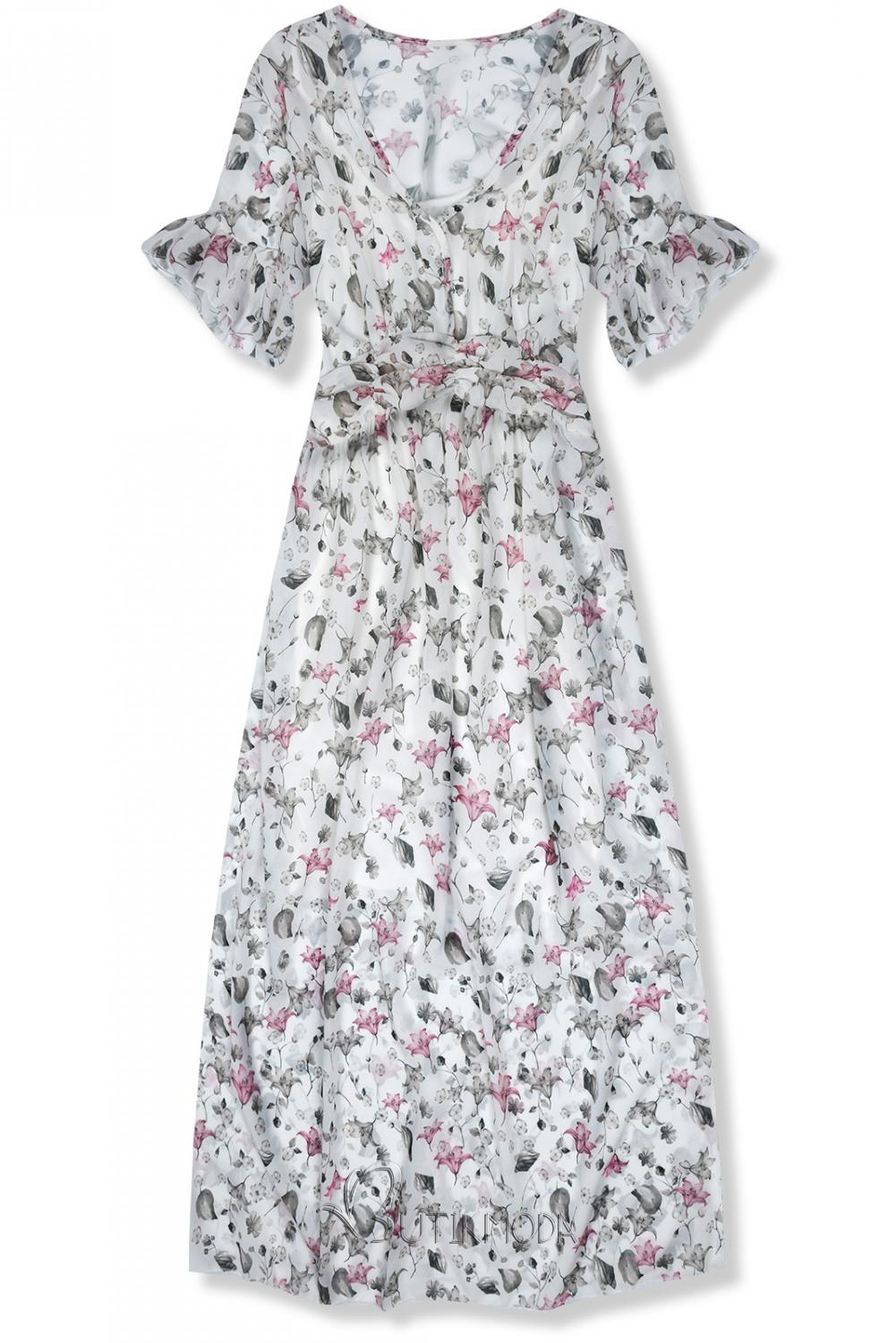 Fehér színű virágmintás maxi ruha Rafaela