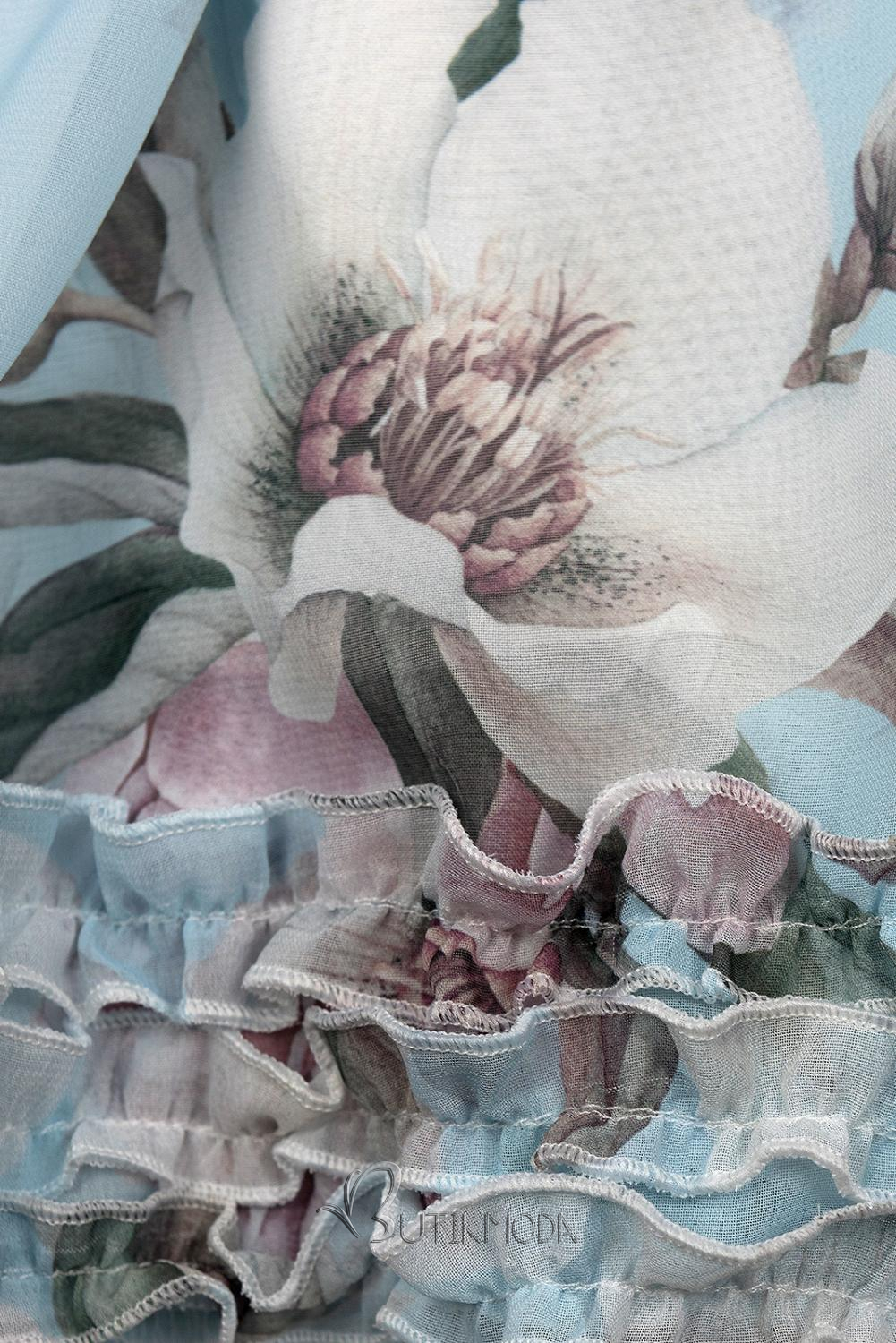 Világoskék színű virágmintás ruha Laura/O'la Voga