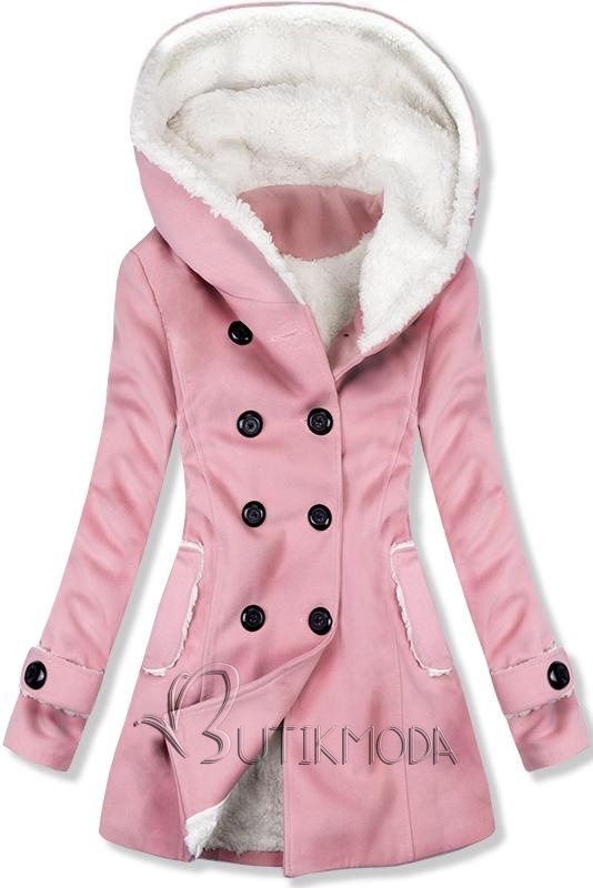 Rózsaszínű téli kabát plüss béléssel
