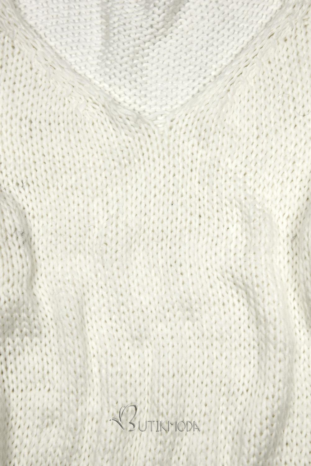 Fehér színu kötött pulóver